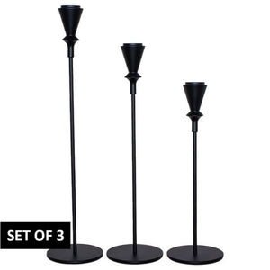 ALMAZ BLACK CANDLE HOLDER SET OF 3
