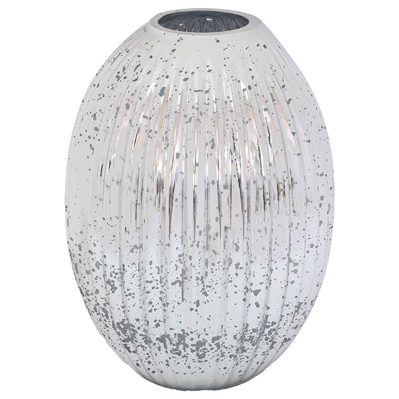 SILVER OVAL MERCURY OPTIC VASE