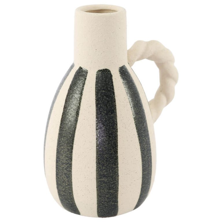 BLACK BEIGE STRIPE VASE ROPE