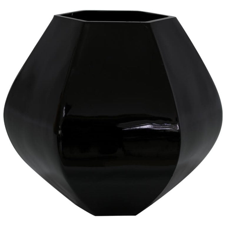 BLACK HEXAGON VASE 18CM X 2 in a Pack