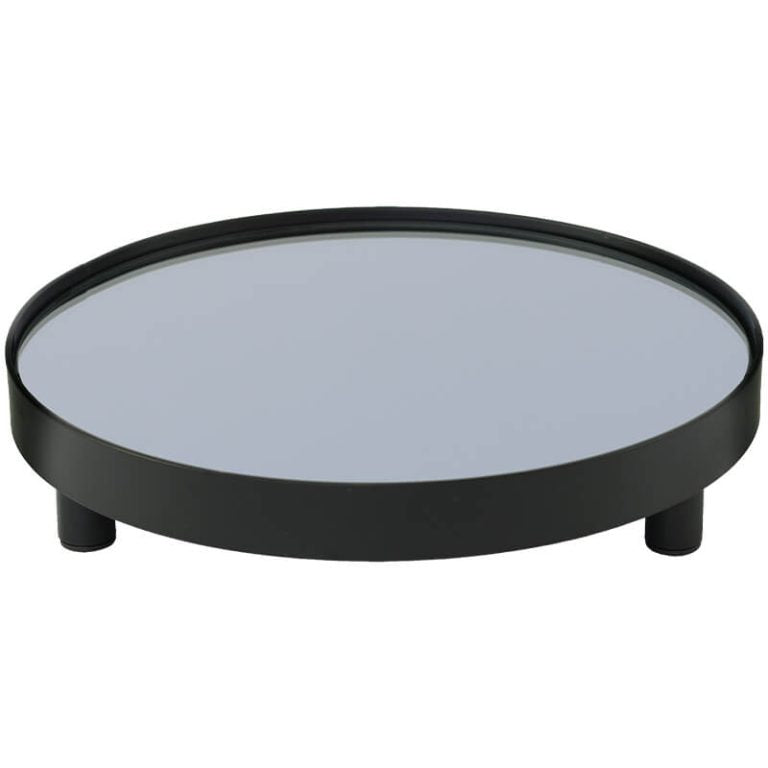 BLACK MIRROR TRAY 25CM DIA