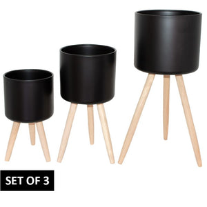 CHAD BLACK PLANT STAND SET OF 3