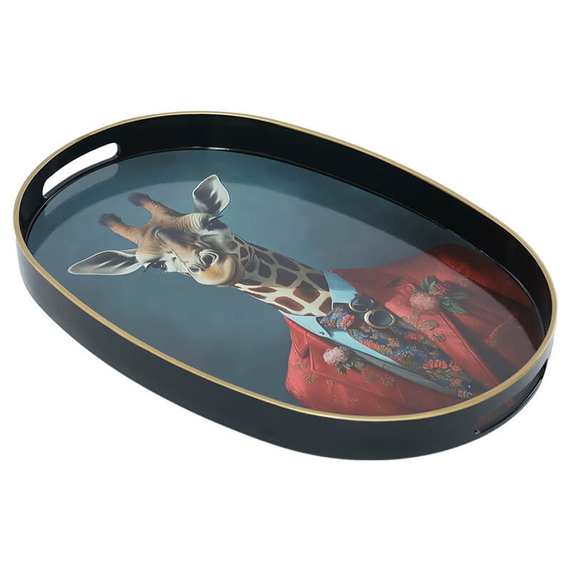 GIRAFFE OVAL TRAY 40X28X4CM