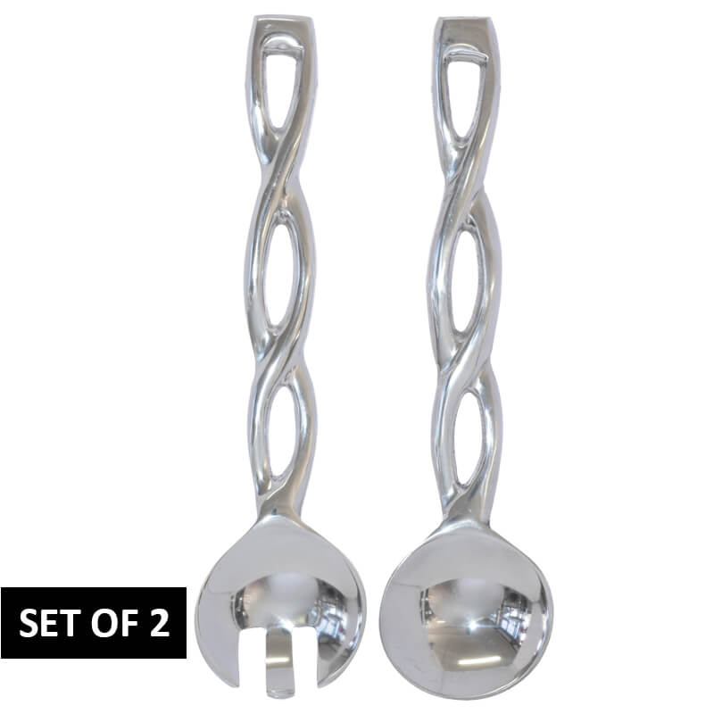 ALU SALAD SERVERS SPOONS SET of 2 ROPE DESIGN
