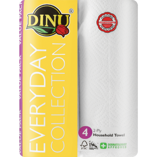 DINU Household Hand Towel Printed (Pack) - X (2 Packs with 4 Rolls)