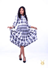 Load image into Gallery viewer, Black and White plaid Dress - Below the Knee length
