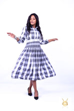 Load image into Gallery viewer, Black and White plaid Dress - Below the Knee length
