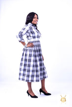 Load image into Gallery viewer, Black and White plaid Dress - Below the Knee length
