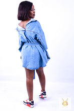 Load image into Gallery viewer, Sashes Slim Waist Jeans Coat Dress

