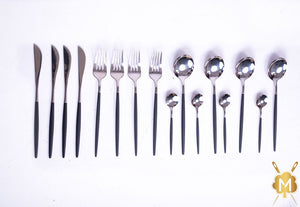 Black Silver cutlery set