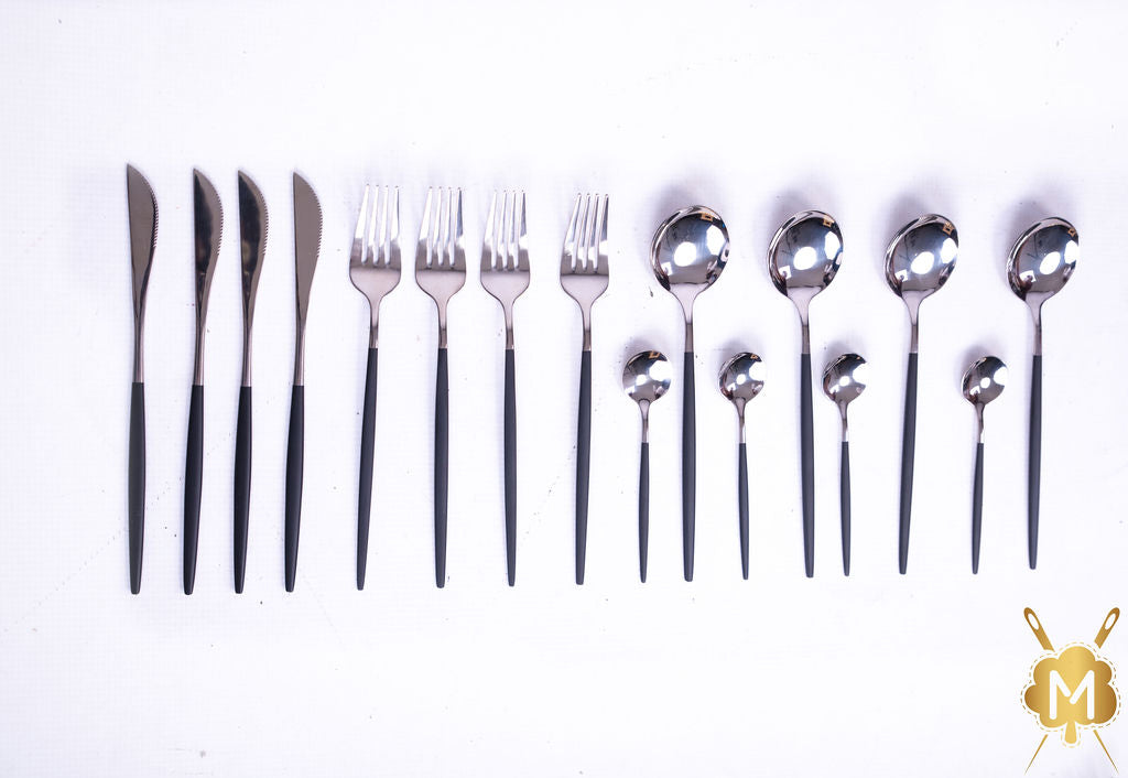 Black Silver cutlery set