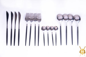 Black Silver cutlery set