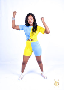Casual Colourful Print T-Shirt and Short Tights