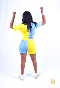Casual Colourful Print T-Shirt and Short Tights