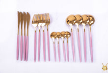 Load image into Gallery viewer, Pink Gold cutlery set

