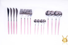 Load image into Gallery viewer, Pink Silver cutlery set
