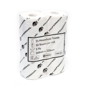 DINU MEGA Household Hand Towel Plain White X (2 Packs with 4 rolls)